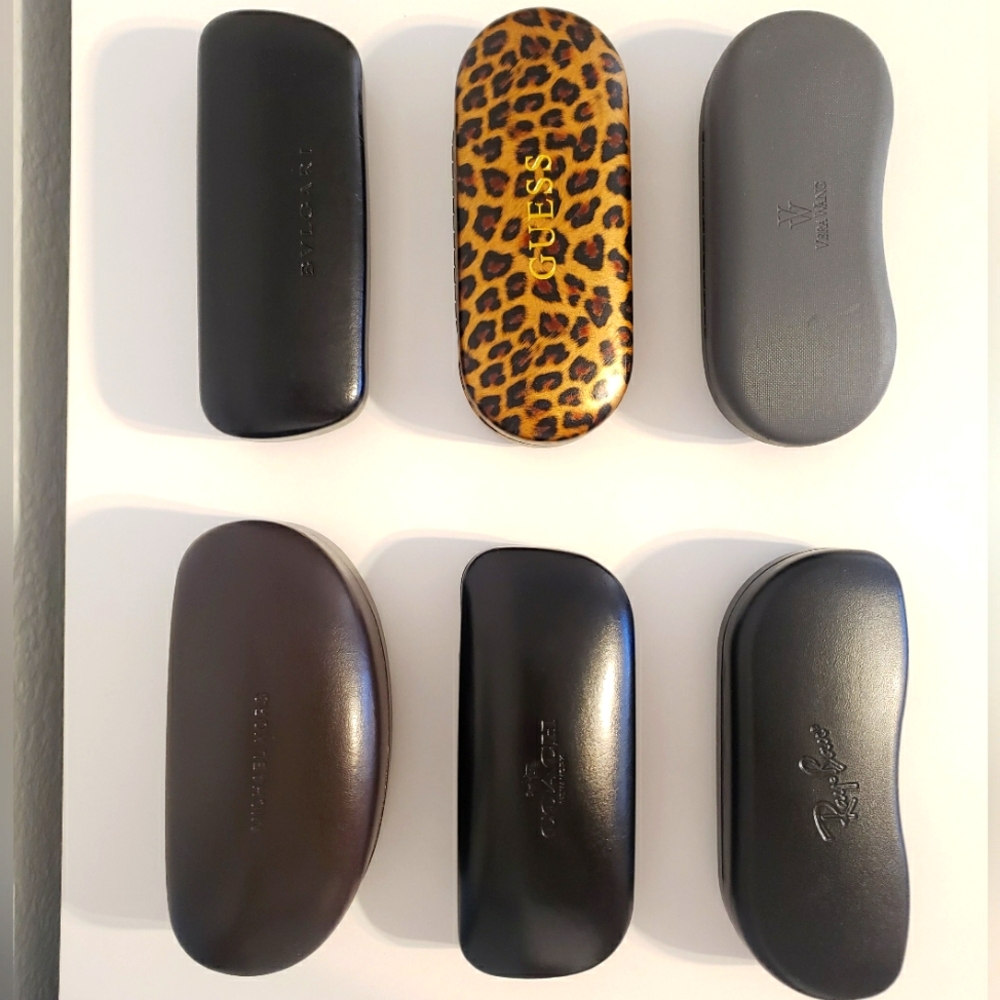 Designer Leather Hard Shell Sunglass Cases (6) Guess MK Bvlgari Rayban